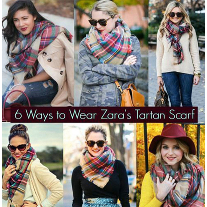 Fashion color plaid scarves - Size: 55 x 55 Image 3