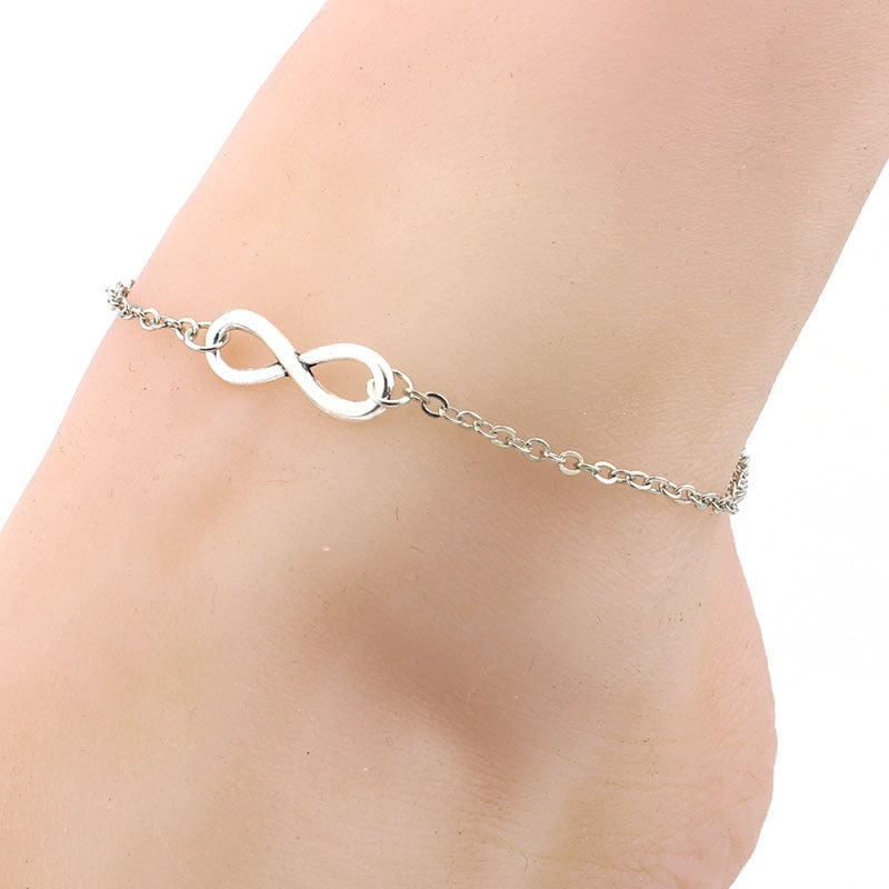 Fashion Personality Simple Lucky 8 Word Anklet Image 1
