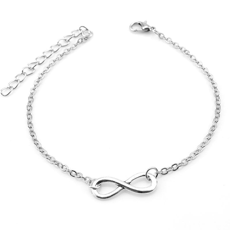 Fashion Personality Simple Lucky 8 Word Anklet Image 2