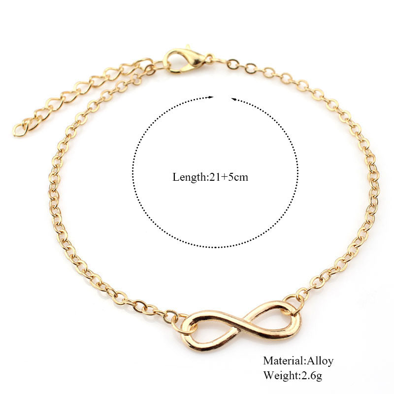 Fashion Personality Simple Lucky 8 Word Anklet Image 4
