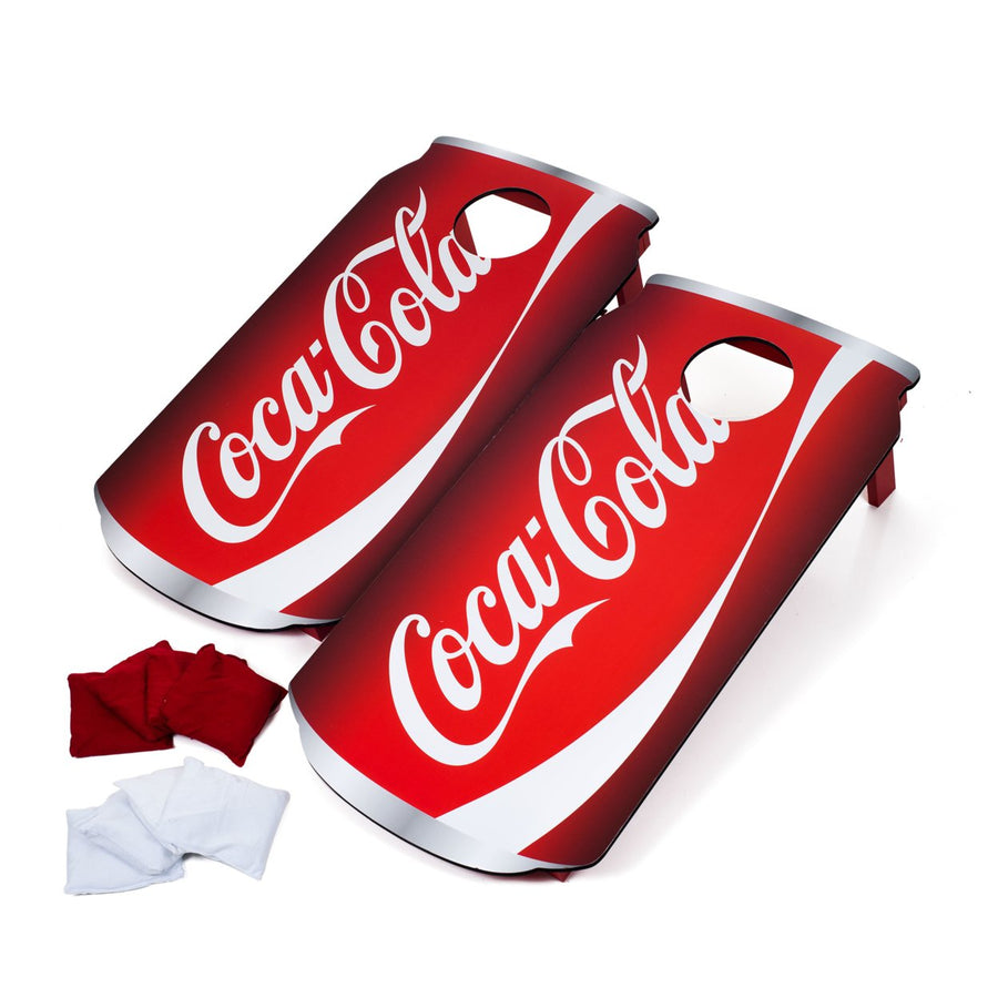 Coca Cola Can Cornhole Set Bean Bag Toss Backyard Game Portable Handles Image 1