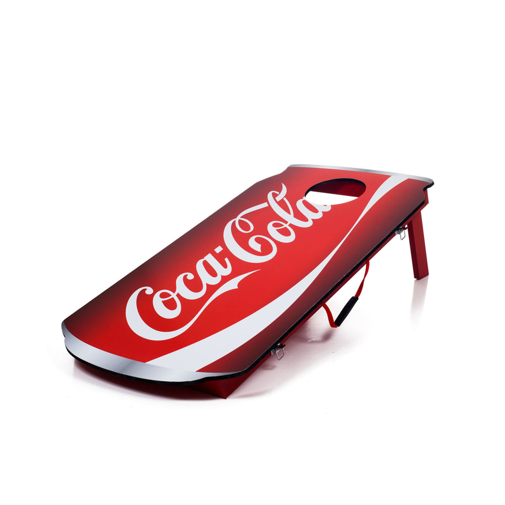 Coca Cola Can Cornhole Set Bean Bag Toss Backyard Game Portable Handles Image 2