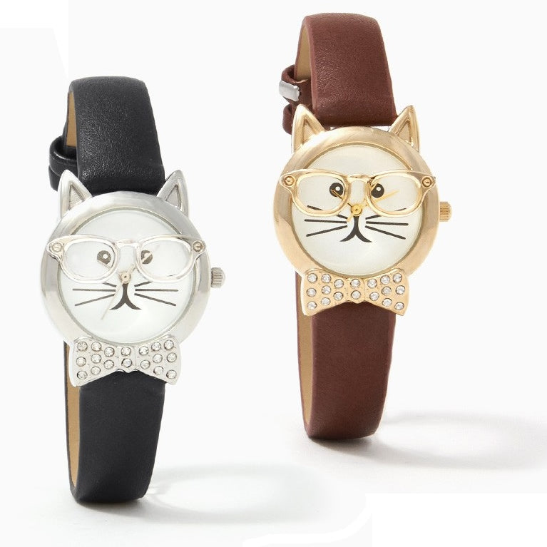 Bow Tie Affair Cat Watch With Diamond Crystal Bow Image 1