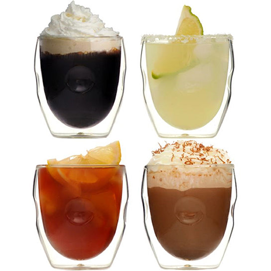 Moderna Artisan Series Double Wall 8 oz Beverage Glasses - Set of 4 Drinking Glasses Image 1