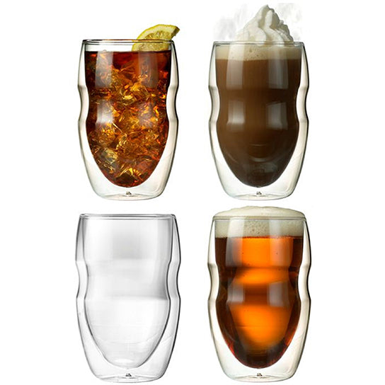 Serafino Double Wall 12 oz Beverage and Coffee Glasses - Set of 4 Insulated Drinking Glasses Image 1