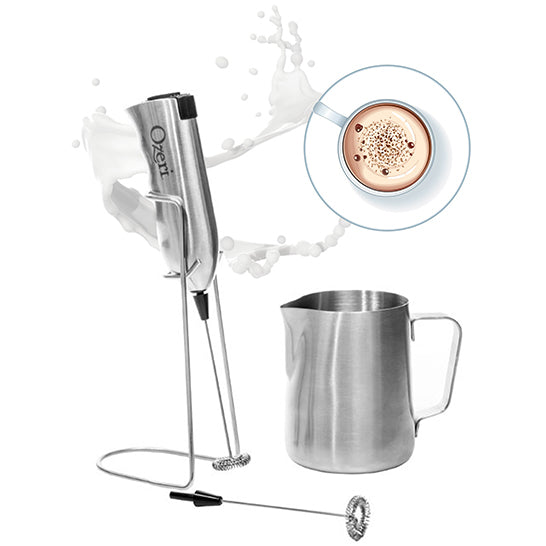 Ozeri Deluxe Milk Frother and 12 oz Frothing Pitcher in Stainless Steelwith Extra Whisk Attachment Image 2