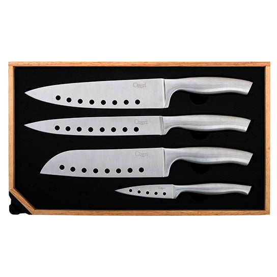 Ozeri 5-Piece Stainless Steel Knife and Sharpener Setwith Japanese Stainless Steel Slotted Blades Image 1