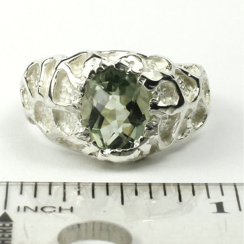 Sterling Silver Mens Ring Green Amethyst (Prasiolite) SR168 Image 4