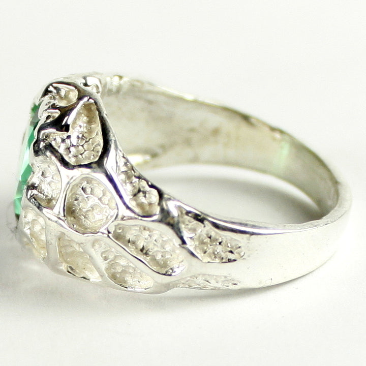 Sterling Silver Mens Ring Created Emerald SR168 Image 3
