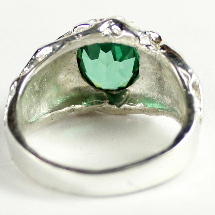 Sterling Silver Mens Ring Created Emerald SR168 Image 4