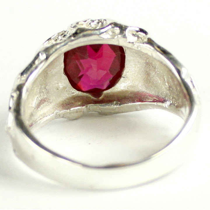 Sterling Silver Mens Ring Created Ruby SR168 Image 4