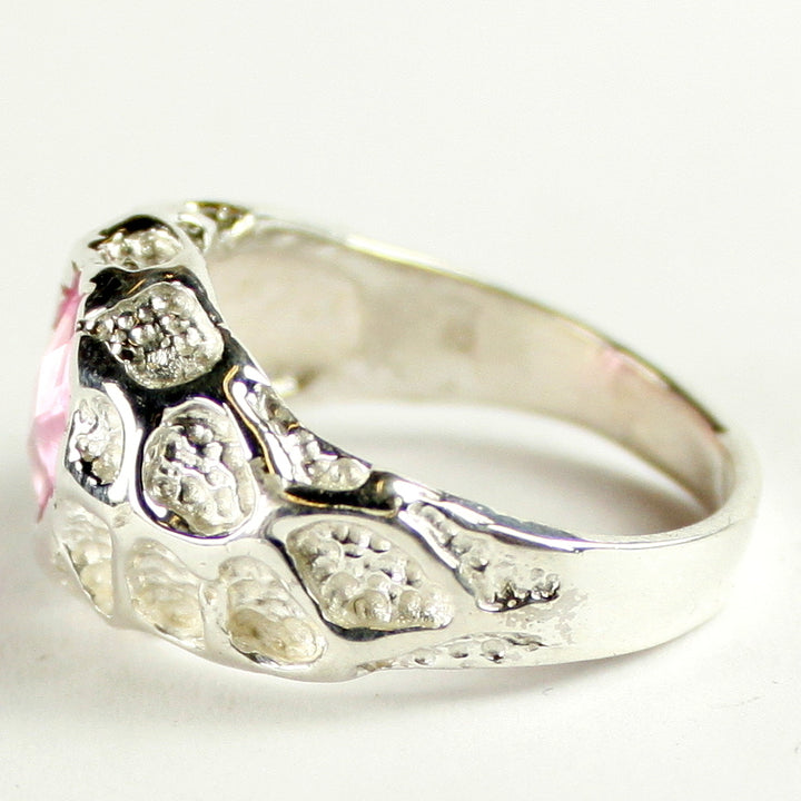 Sterling Silver Mens Ring Created Pink Sapphire SR168 Image 3