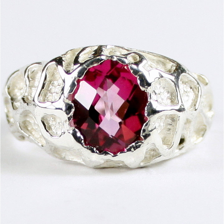Sterling Silver Mens Ring Pure Pink Topaz SR168 Image 1