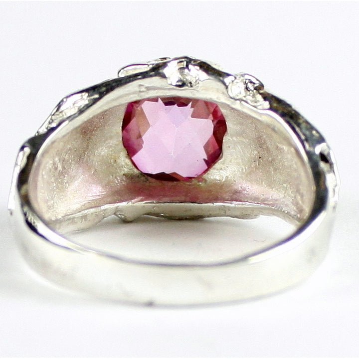 Sterling Silver Mens Ring Pure Pink Topaz SR168 Image 4