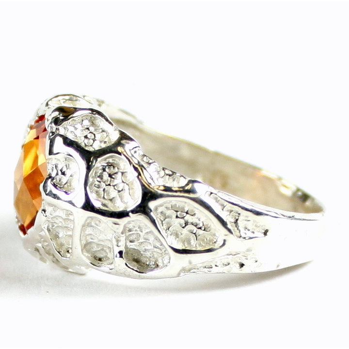 SR168Created Padparadsha Sapphire925 Sterling Silver Mens Ring Image 3