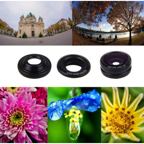 4-in-1 Universal Clamp Clip Camera Lens Kit Set 10x Optical Zoom Telescope + Fish Eye Lens + Wide Angle + Micro Lens Kit Image 3