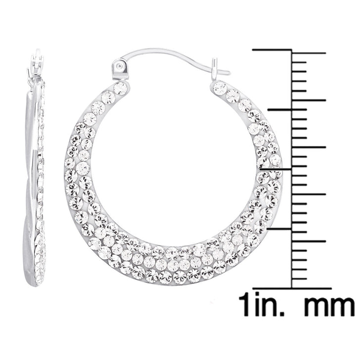 18kt White Gold Austrian Crystal Hoop Earrings Image 2