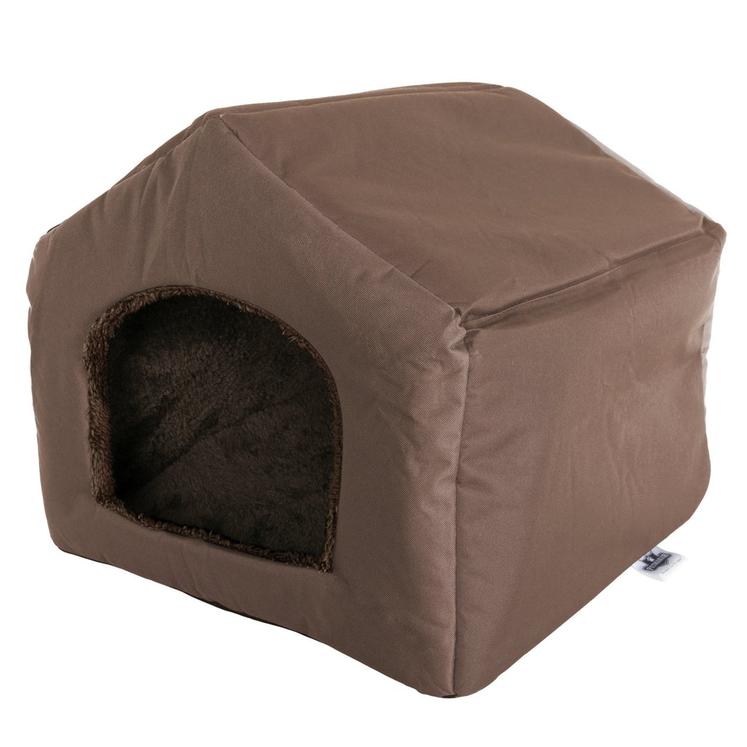 PETMAKER Cozy Cottage House Shaped Pet Bed Brown 19x18.5x17 Image 3