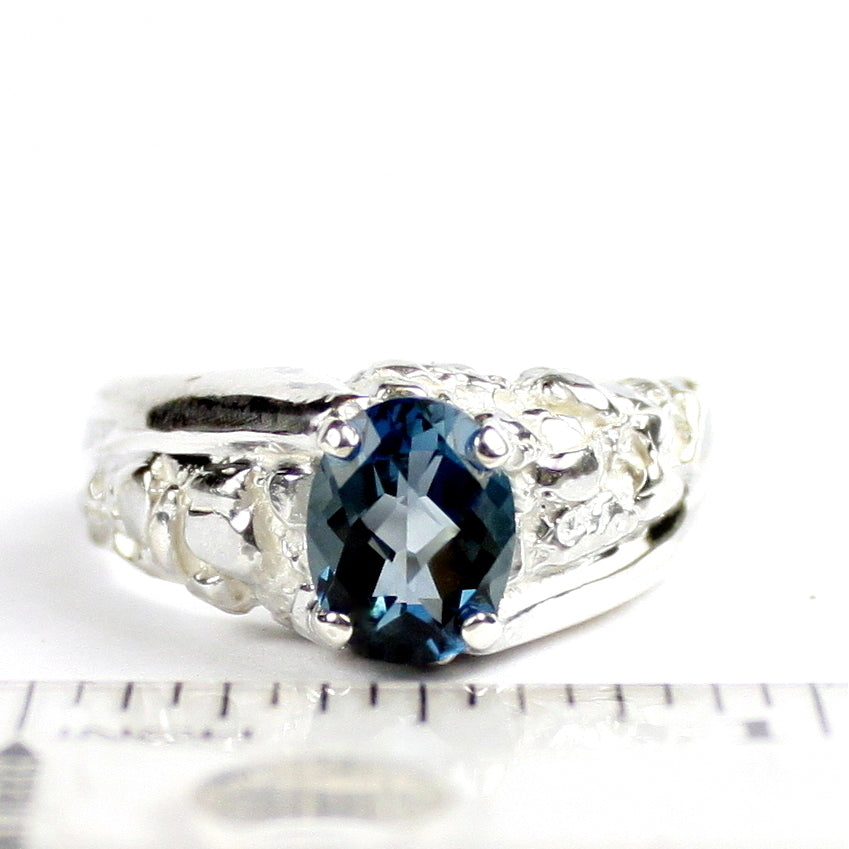 SR368London Blue Topaz925 Sterling Silver Mens Ring Image 4
