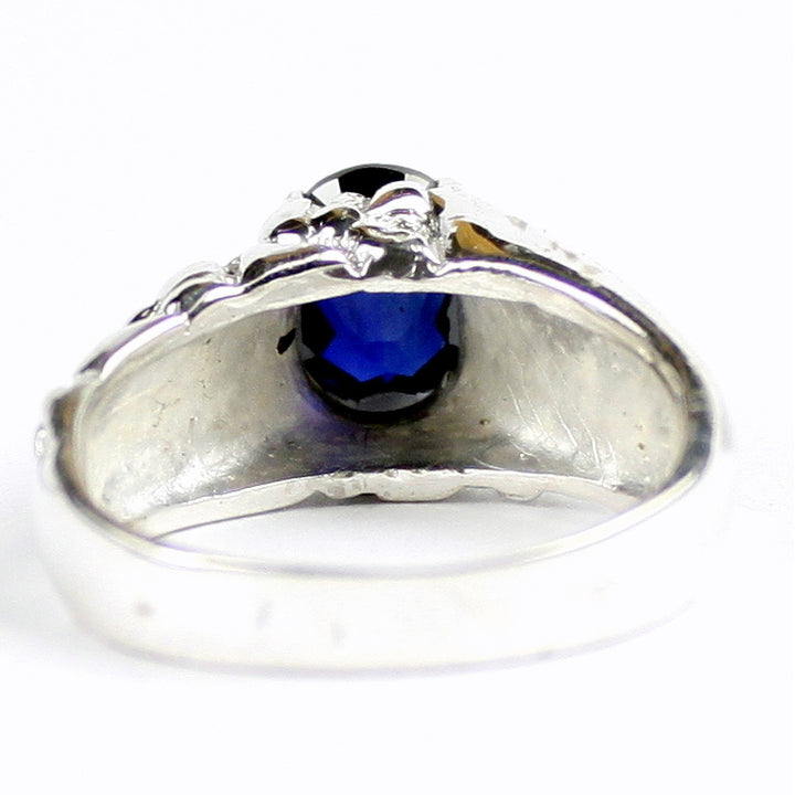 SR368Created Blue Sapphire925 Sterling Silver Mens Ring Image 4