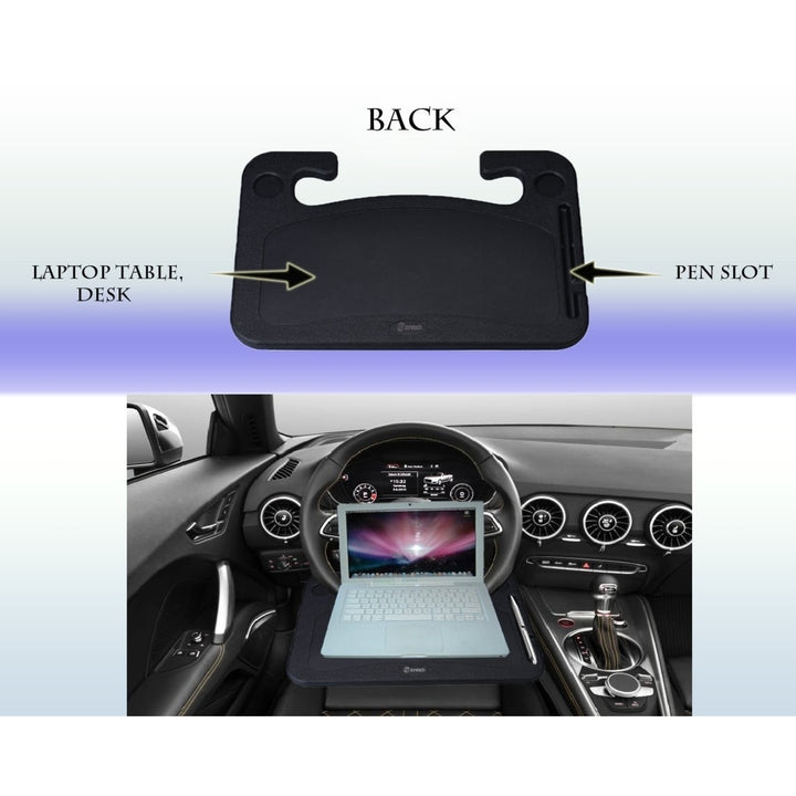 Zone Tech Black Car Laptop and Food Steering Wheel Tray Image 3