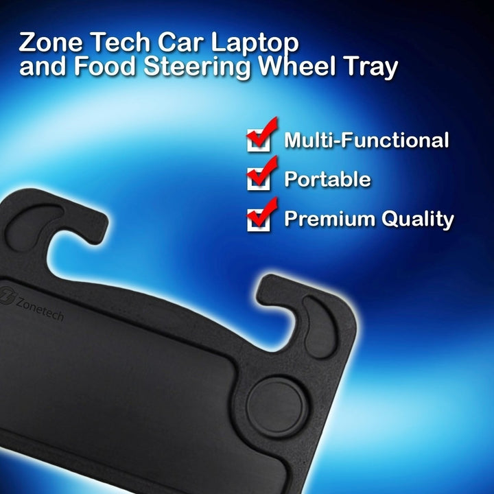 Zone Tech Black Car Laptop and Food Steering Wheel Tray Image 4