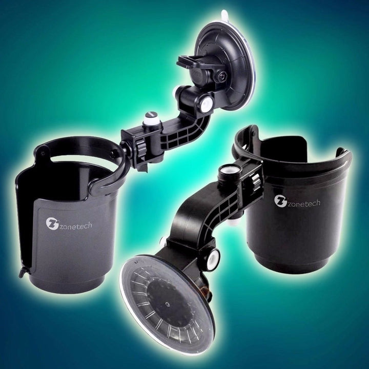 Zone Tech Recessed Sturdy Black Folding Vehicle Adjustable Drink Car Cup Holder Image 4