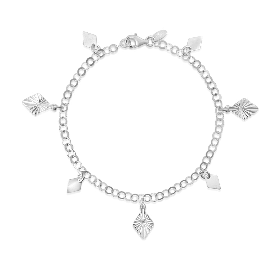 Sterling Silver Marquise Charm Anklet Image 1