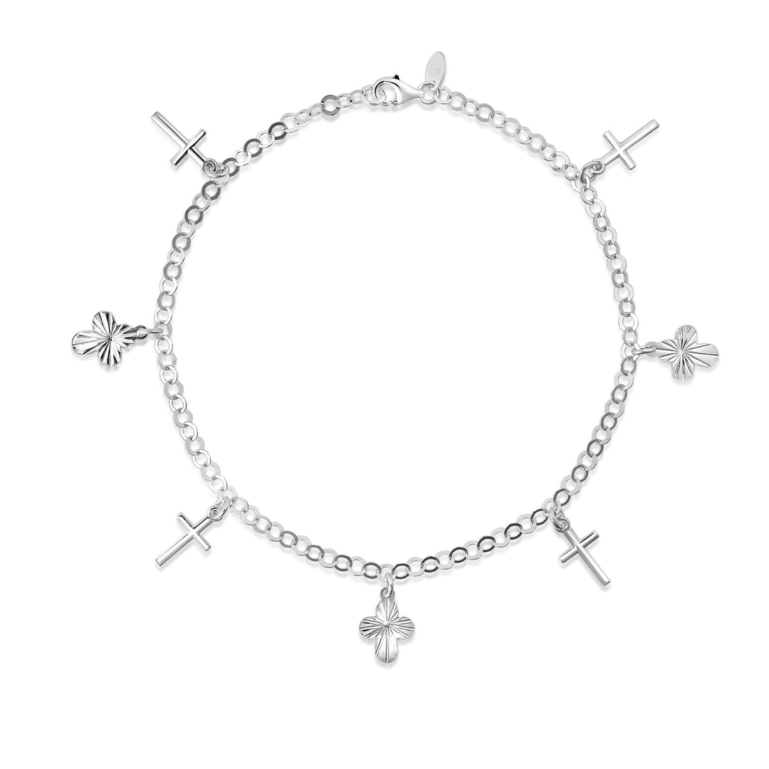 Sterling Silver Cross Charm Anklet Image 1