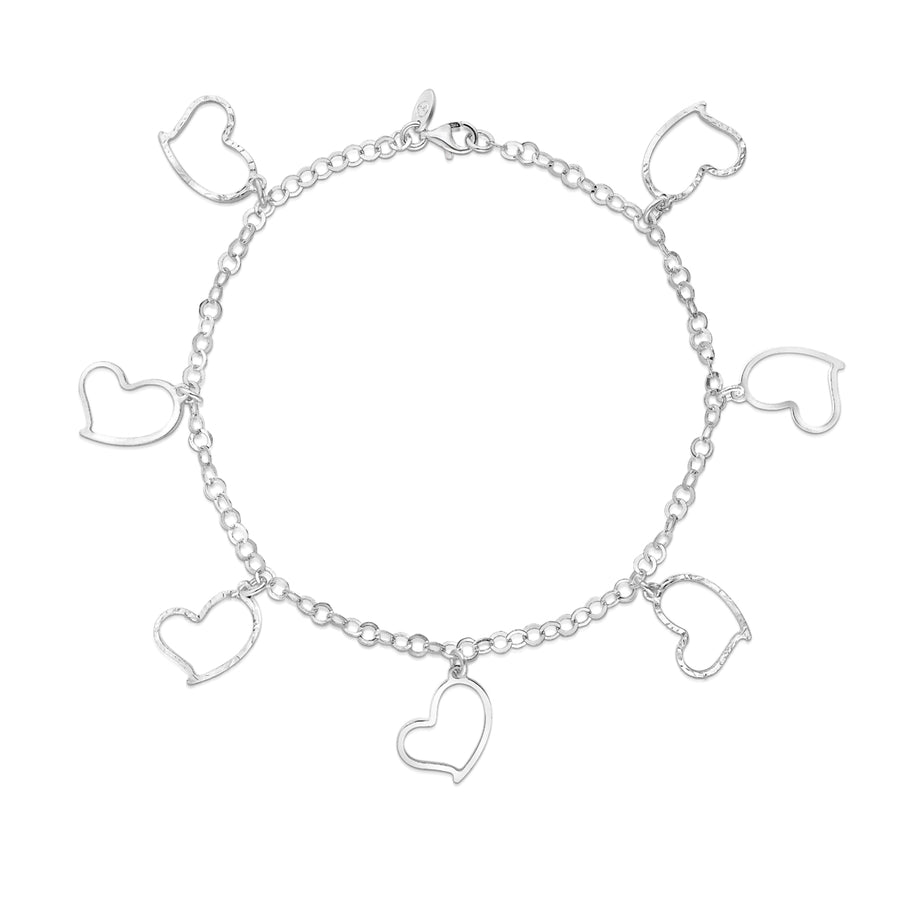 Sterling Silver Cutout Heart Charm Anklet Image 1