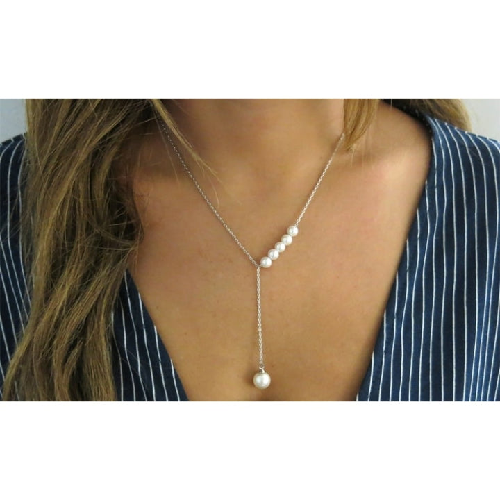 18k Gold Plated Freshwater Pearl Y Necklace Image 1