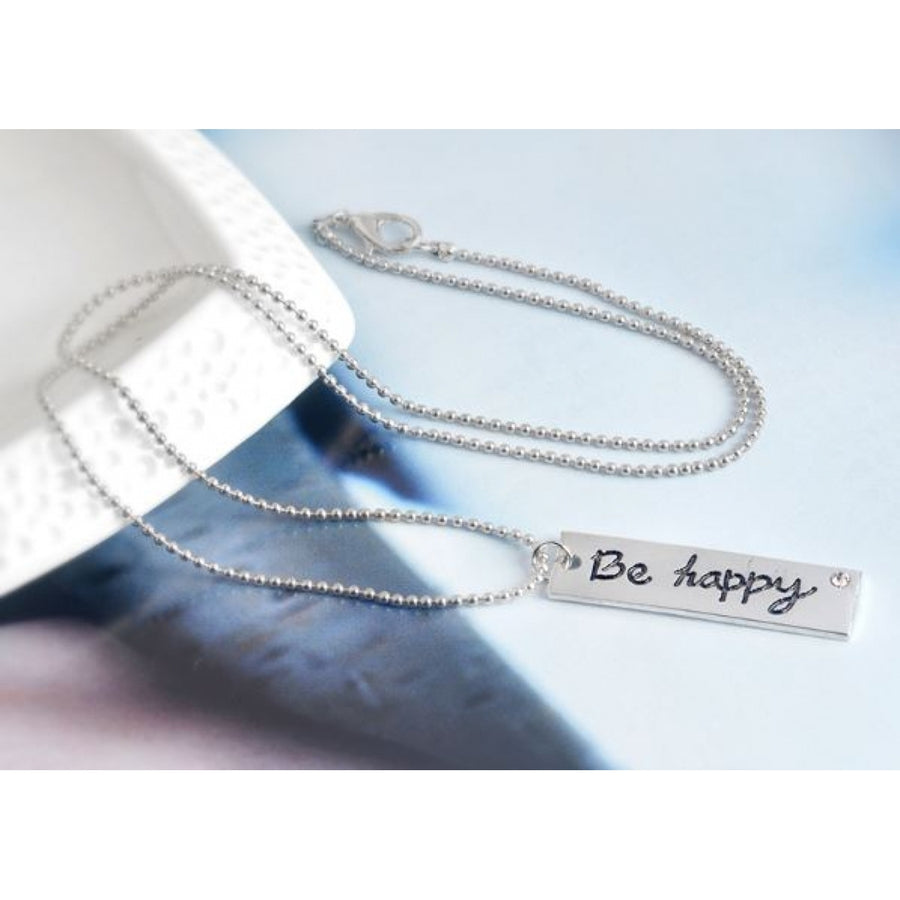 "Be happy" Tag Bar Necklace Image 1