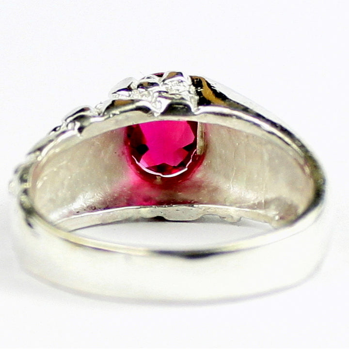 SR368Created Ruby925 Sterling Silver Mens Ring, Image 4