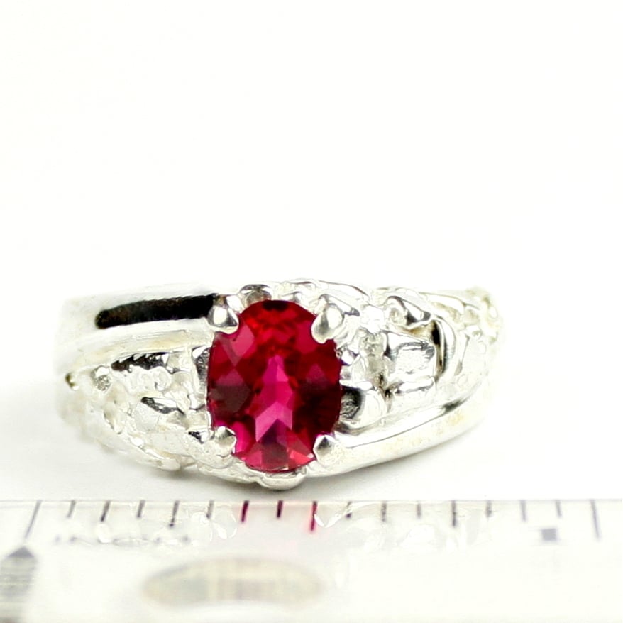 SR368Created Ruby925 Sterling Silver Mens Ring, Image 4