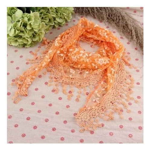 Women Lace Sheer Floral Triangle Veil Scarf Shawl Wrap Image 4