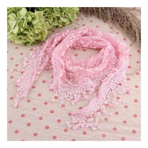 Women Lace Sheer Floral Triangle Veil Scarf Shawl Wrap Image 6