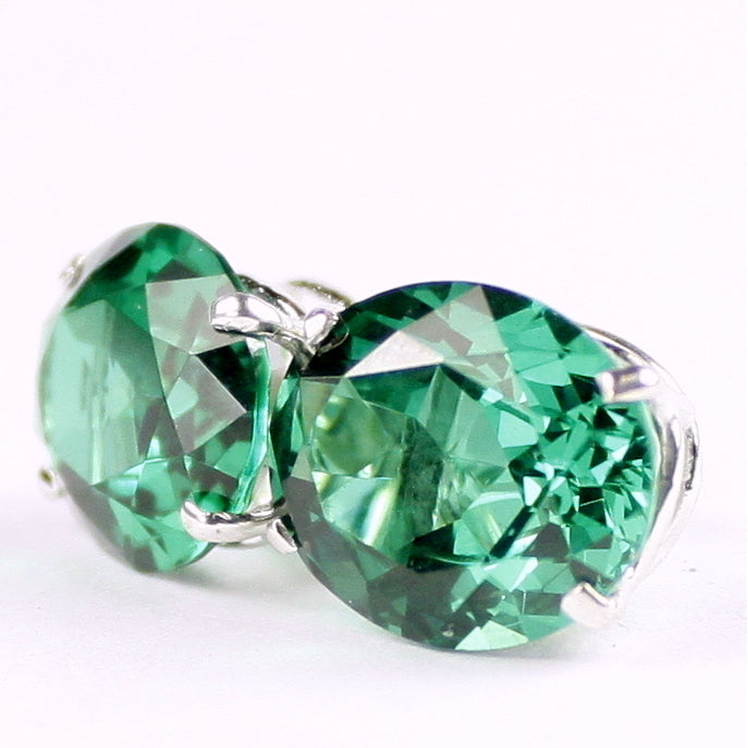 Sterling Silver Post Earrings Russian Nanocrystal Emerald SE202 Image 2
