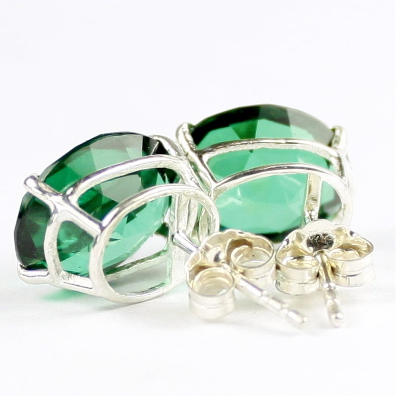 Sterling Silver Post Earrings Russian Nanocrystal Emerald SE202 Image 3