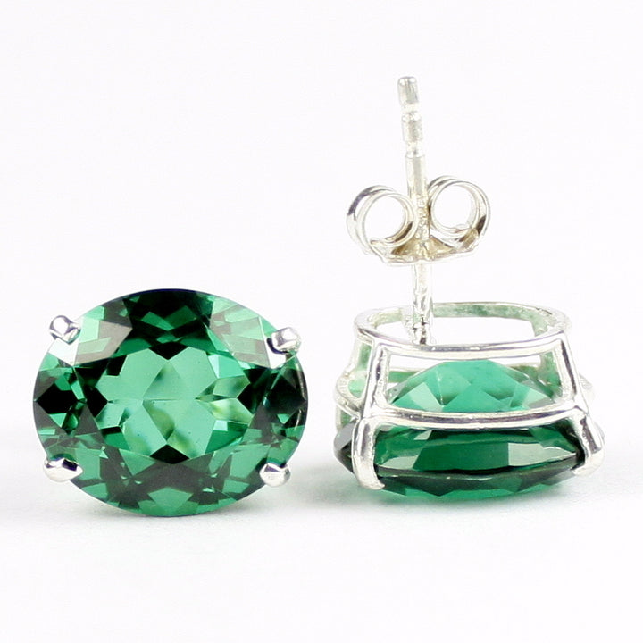 Sterling Silver Post Earrings Russian Nanocrystal Emerald SE202 Image 4