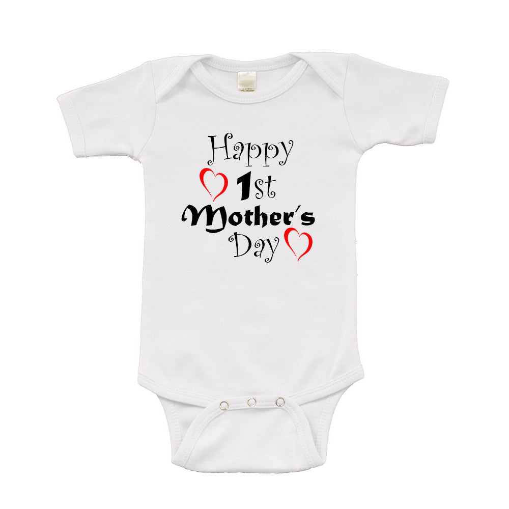 Infant Short Sleeve Onesie - Happy 1st Mother Image 3