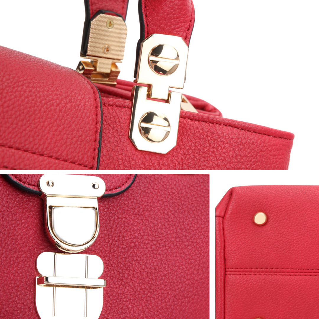 Dasein Womens Fashion Double Pocket Satchel Handbag with Magnetic Closure Image 9