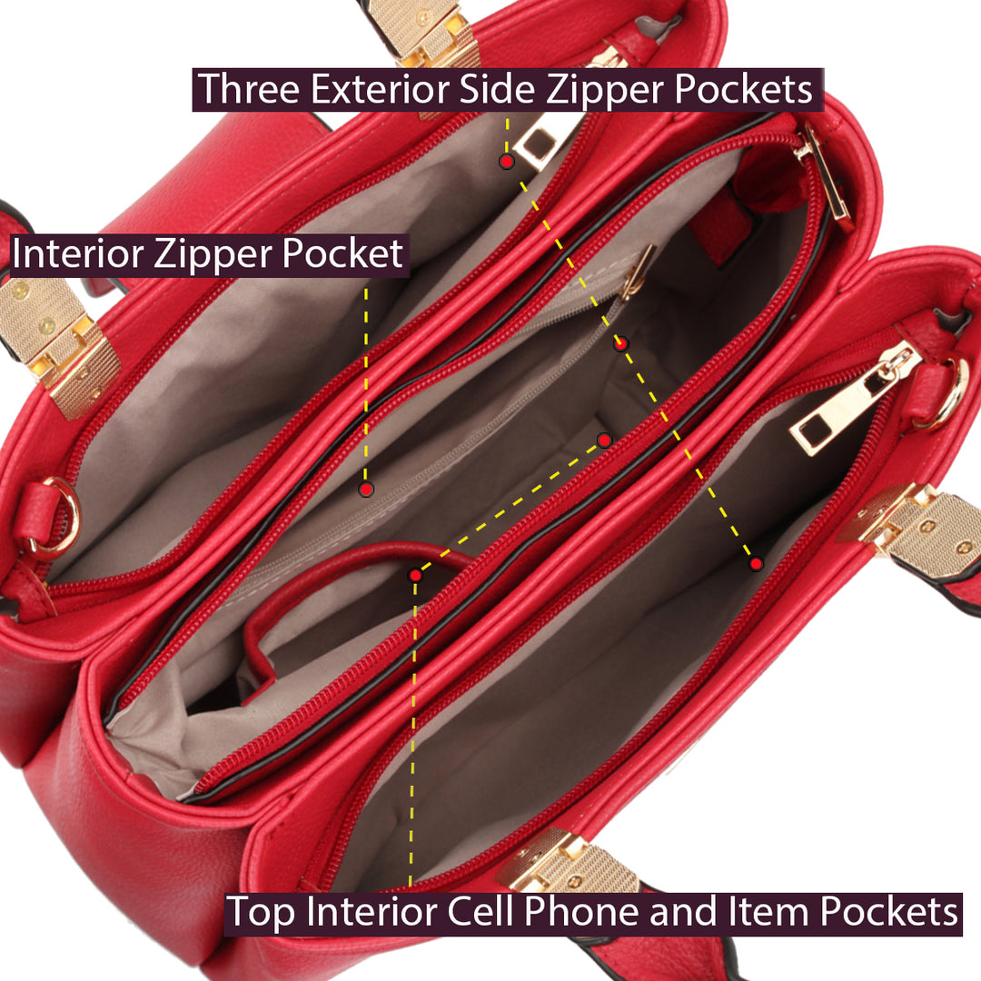 Dasein Womens Fashion Double Pocket Satchel Handbag with Magnetic Closure Image 10