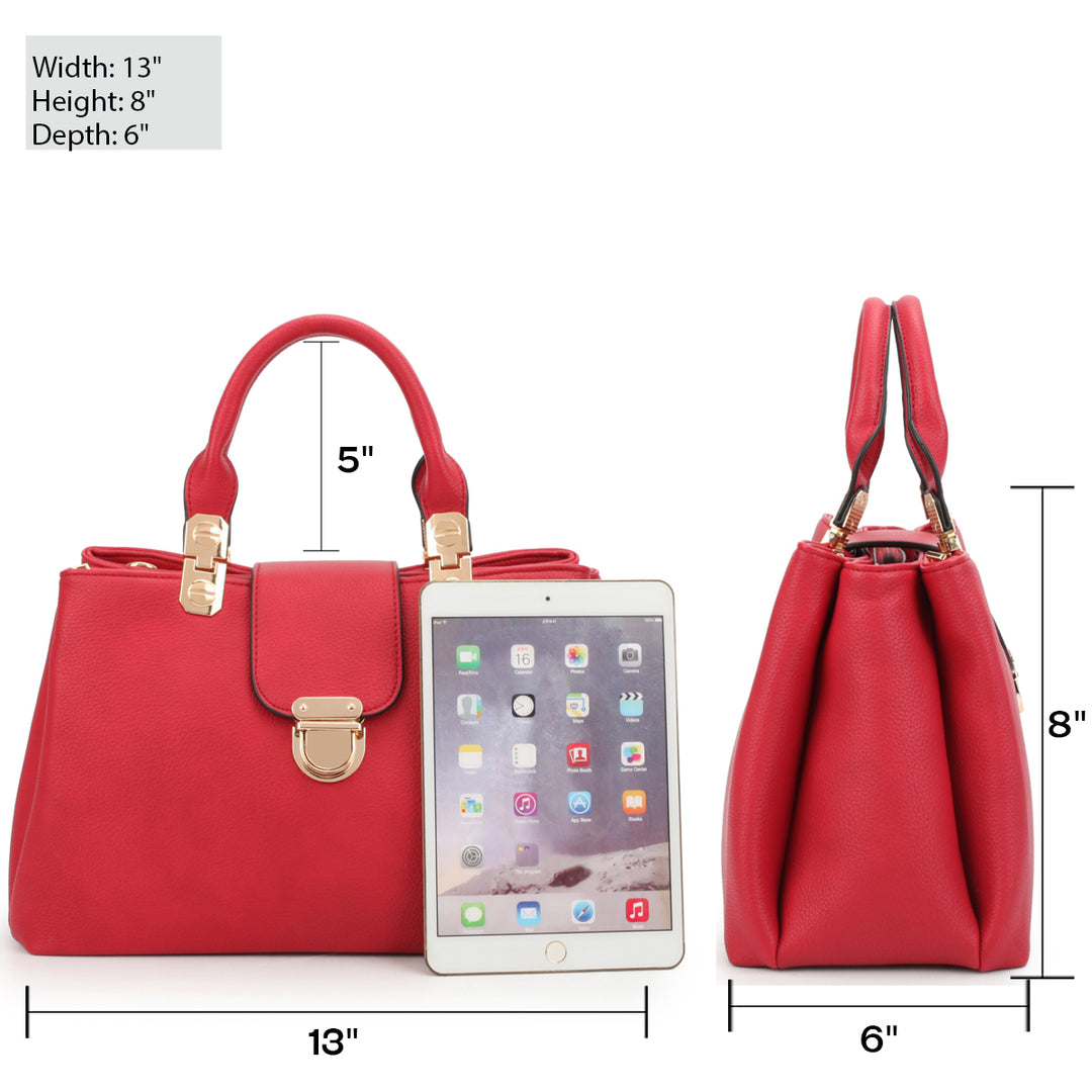 Dasein Womens Fashion Double Pocket Satchel Handbag with Magnetic Closure Image 11