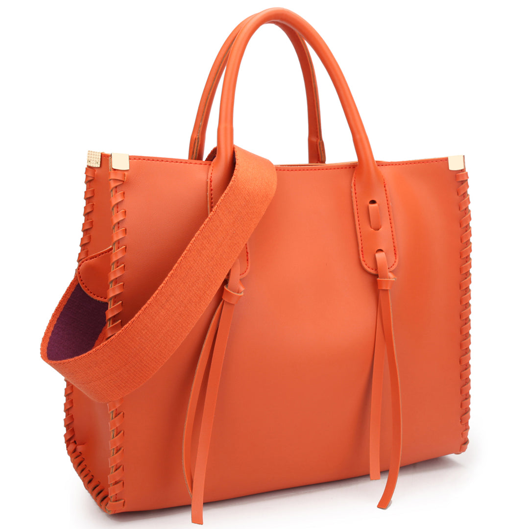 Dasein Womens Fashion Medium Shoulder Bag Handbag Satchel with Decorative Side StitchHanging Tassel and Matching Inner Image 4