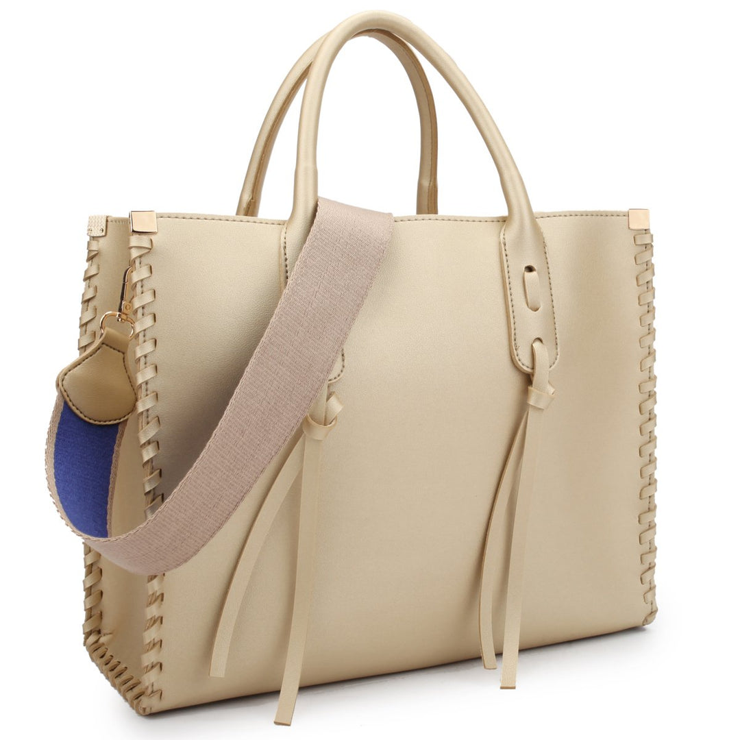 Dasein Womens Fashion Medium Shoulder Bag Handbag Satchel with Decorative Side StitchHanging Tassel and Matching Inner Image 3