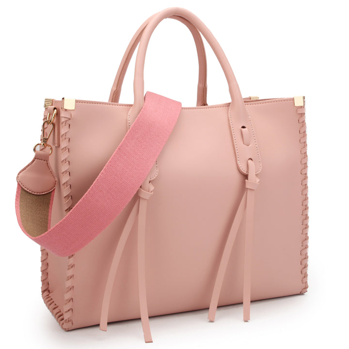 Dasein Womens Fashion Medium Shoulder Bag Handbag Satchel with Decorative Side StitchHanging Tassel and Matching Inner Image 6