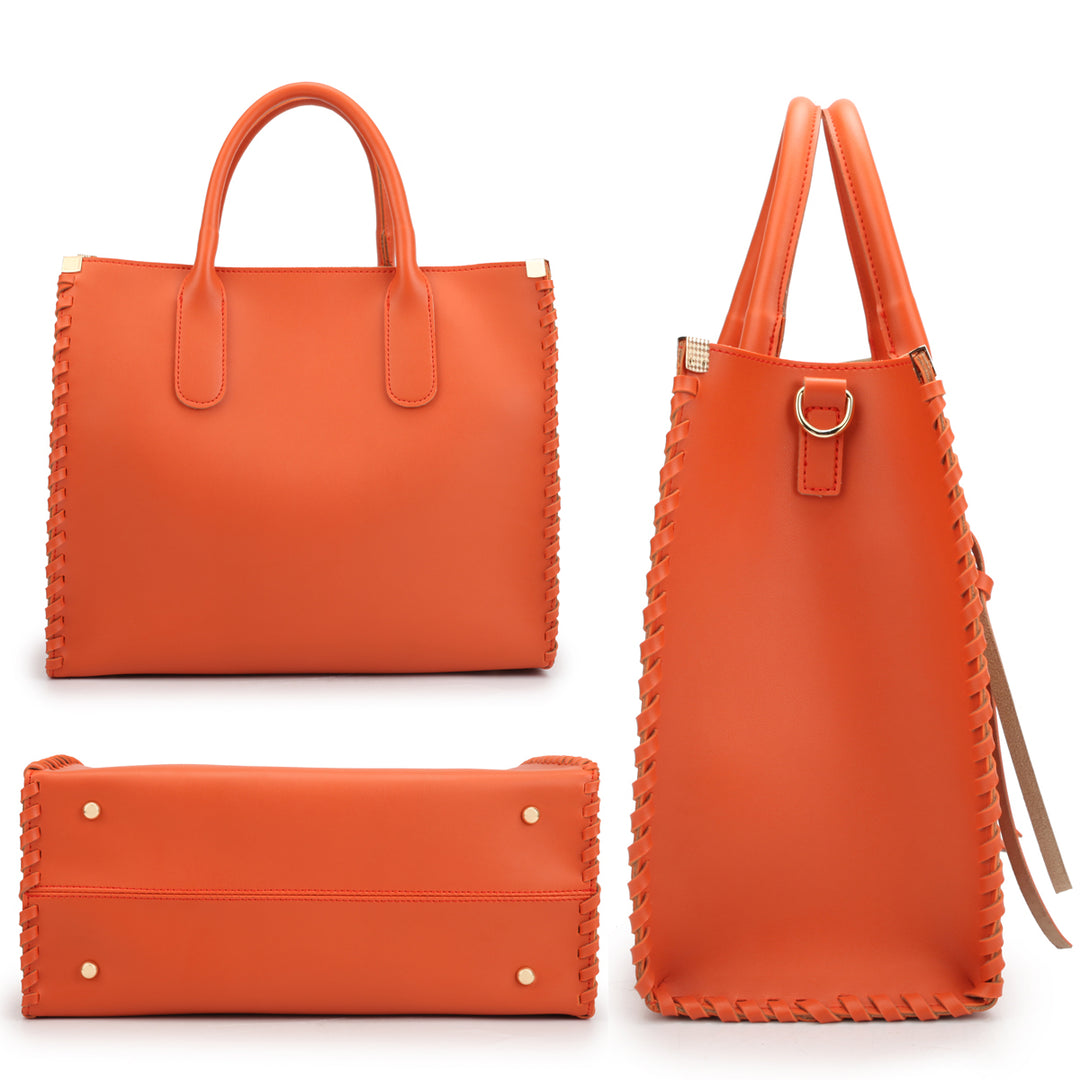 Dasein Womens Fashion Medium Shoulder Bag Handbag Satchel with Decorative Side StitchHanging Tassel and Matching Inner Image 7