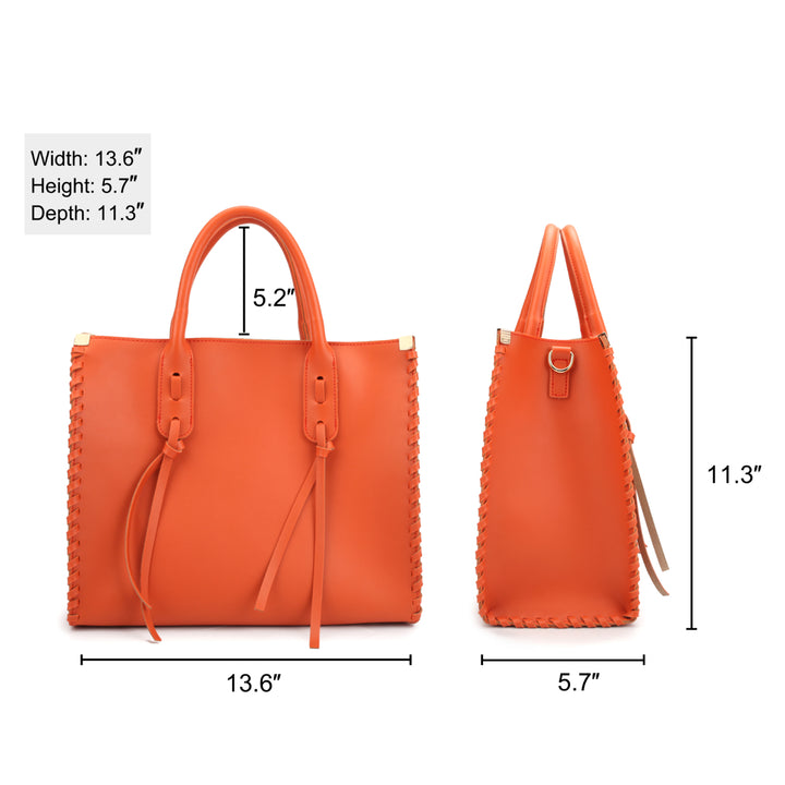 Dasein Womens Fashion Medium Shoulder Bag Handbag Satchel with Decorative Side StitchHanging Tassel and Matching Inner Image 10