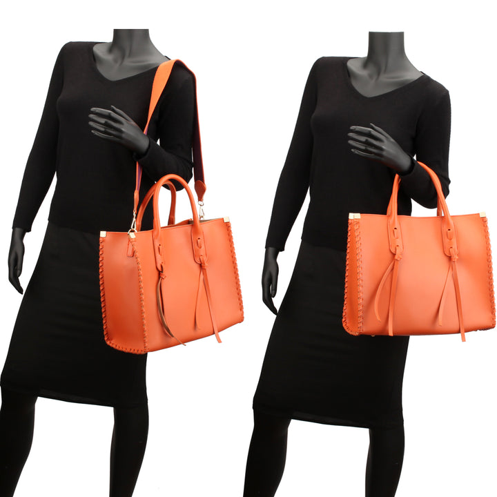 Dasein Womens Fashion Medium Shoulder Bag Handbag Satchel with Decorative Side StitchHanging Tassel and Matching Inner Image 11