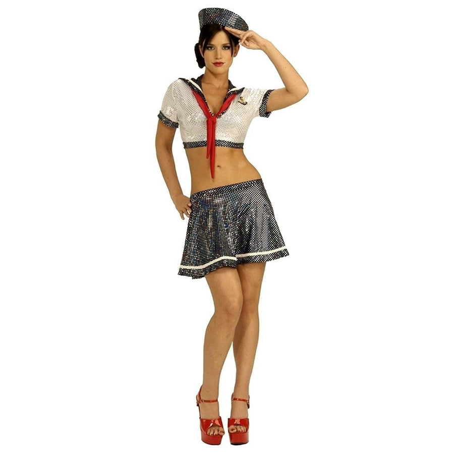 Ahoy Matey Sexy Sailor 3-Piece size S Womens Costume Holographic Sequins Secret Wishes Image 1